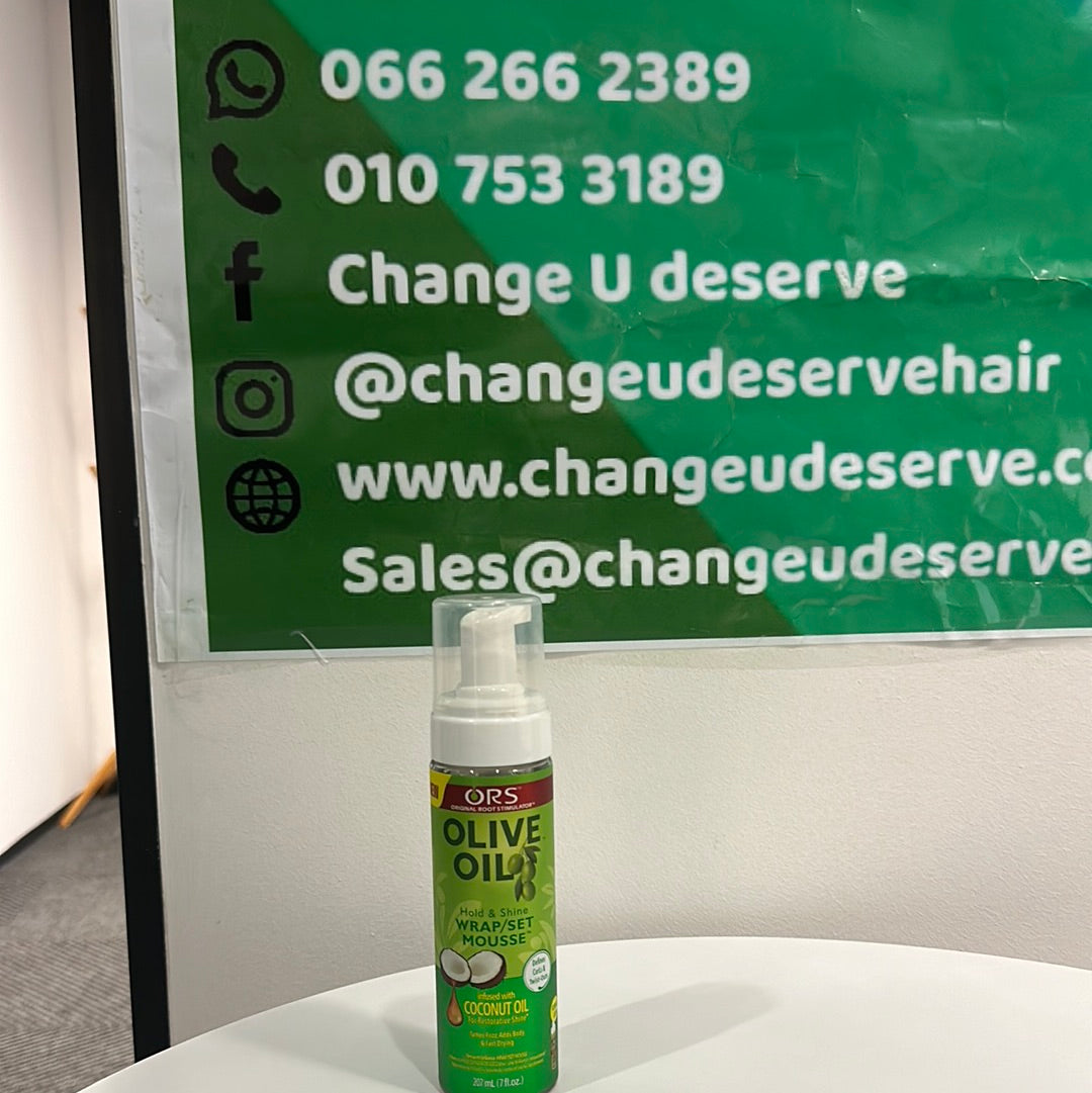 OLIVE OIL HOLD & SHINE WRAP/SET MOUSSE Change U Deserve