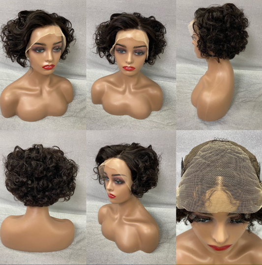 BRAZILIAN RAW HAIR BLACK CURLY PIXIE 6″